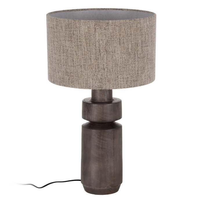 Base Lámpara Mesa Marrón Madera de Mango 16 X 16 X 40 cm