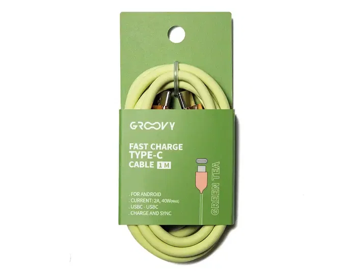 GROOVY Cable USB-C a Lightning de Silicona, 1 m, Verde Pantone C4211