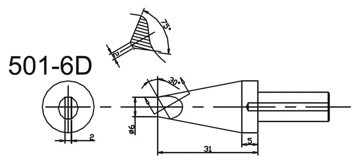 QUICK Punta de soldadura tipo destornillador cortado 6x2mm