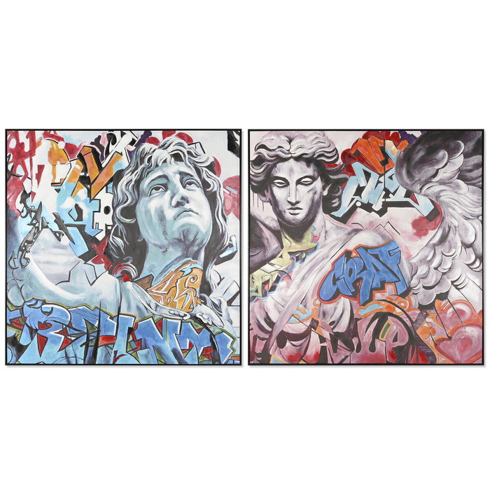 DKD Home Decor Set de 2 Cuadros Lienzo Streetart 150x150x3,5 cm Multicolor DKD Home Decor Set de 2 Cuadros Lienzo Streetart 150x150x3,5 cm Multicolor