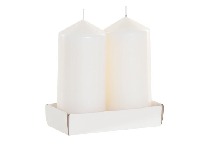 DKD Home Decor Set de 2 Velas Blancas de Cera Parafina