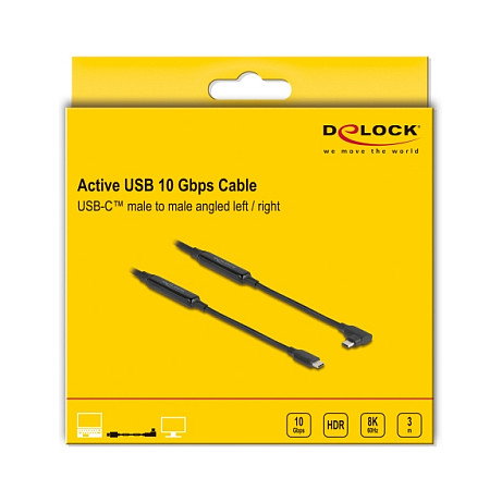 DeLOCK Cable USB Type-C a USB Type-C 8K 60W 3m Angulado DeLOCK Cable USB Type-C a USB Type-C 8K 60W 3m Angulado