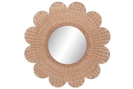 DKD Home Decor Espejo Tropical Marron Ratan Metal 98 x 98 cm