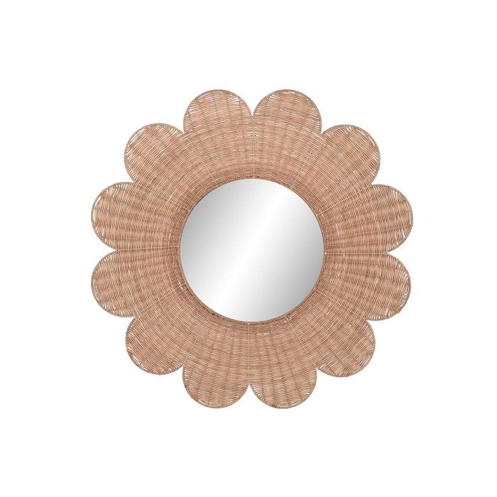 DKD Home Decor Espejo de Ratán y Metal 98x98 cm Natural