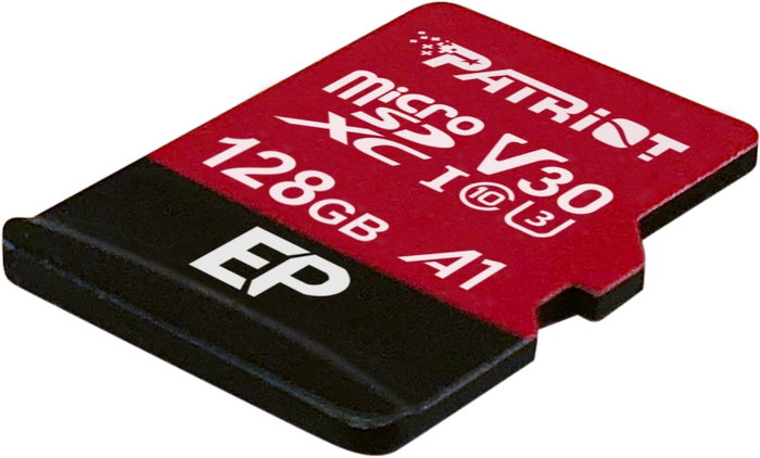 Patriot EP 128 GB microSDXC (negro/rojo, UHS-I U3, Class 10, V30, A1)