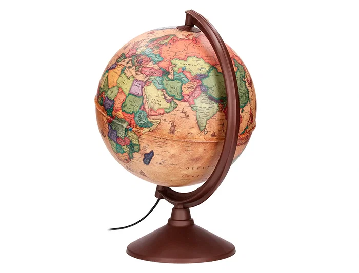 Liderpapel Globo Terraqueo con Luz Físico y Político Estilo Antiguo, Diámetro 26 cm, Esfera Educativa para Hogar y Escuela