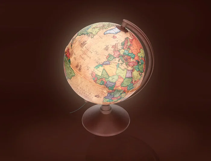 Liderpapel Globo Terraqueo con Luz Físico y Político Estilo Antiguo, Diámetro 26 cm, Esfera Educativa para Hogar y Escuela