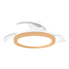 Philips Bliss Ventilador de Techo con Aspas Retráctiles y Luz LED 3 CCT (Blanco/Dorado, Ø106 cm) - Modelo Bliss, Luz Nocturna, Motor DC Silencioso, Mando a Distancia