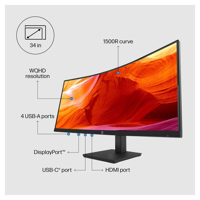 HP P34hc G4 Monitor Curvo WQHD 34 pulgadas USB-C