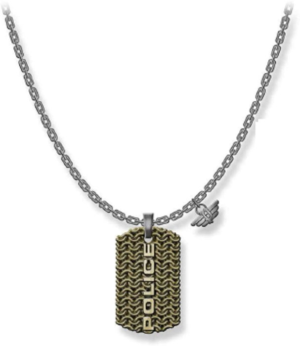 Police Engawa Necklace Silver SS Gold Pendant - Dorado Police Engawa Necklace Silver SS Gold Pendant - Dorado