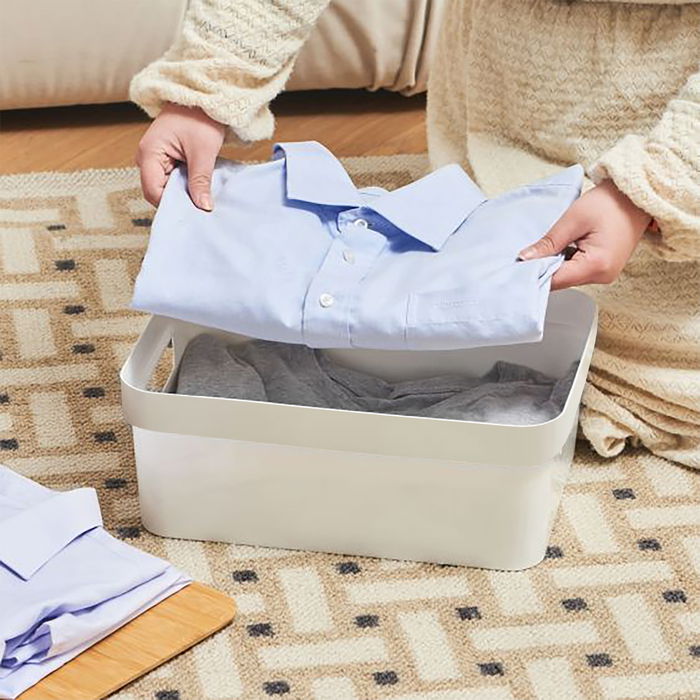 Confortime Caja Organizadora Multiusos Plástico Tapa Bambú 36x27x14 cm (6 Unidades)