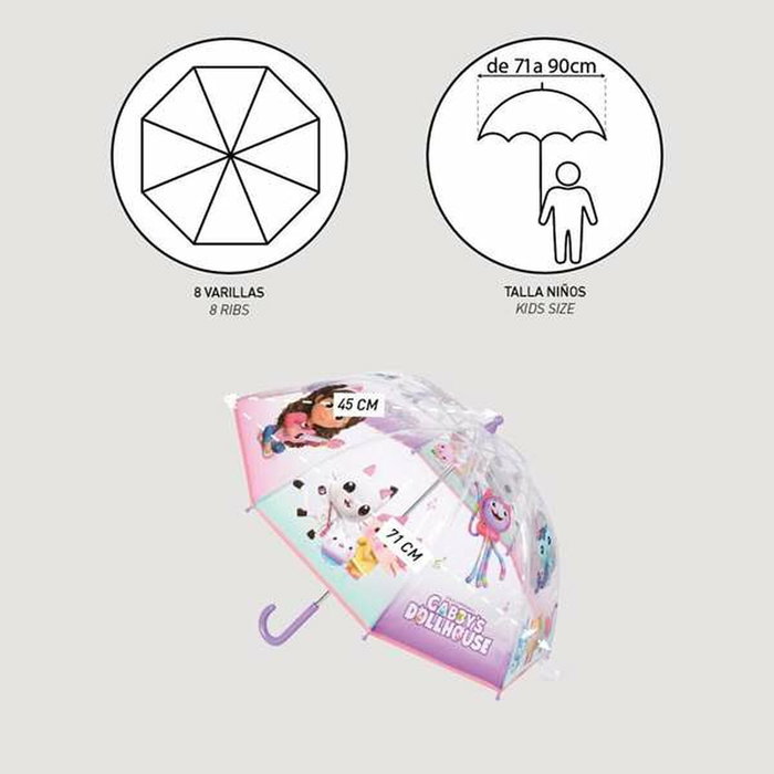 Cerdá Paraguas manual Burbuja Casa de muñecas de Gabby 45 cm Lilac