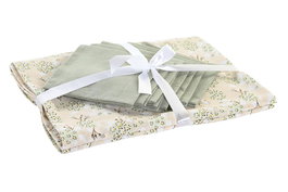 DKD Home Decor Mantel Tradicional Verde Beige 250 x 150 cm Set de 9