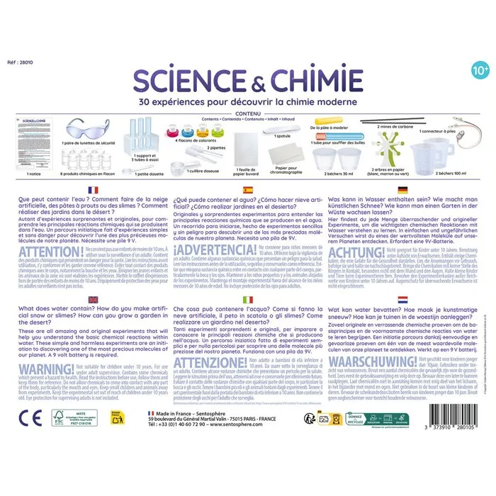 Sentosphere Kit científico AABOE69314 - Ciencia y Química - 30 Experimentos con 12 Materias Primas - A partir de 8 Años