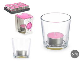 Acorde Portavela Tealight Orquidea 6 Horas 7x7x7 cm Vidrio Morado (Set de 12)