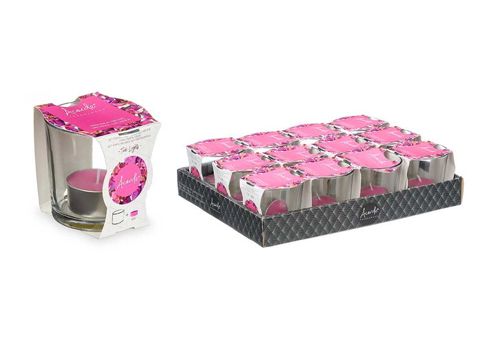 Acorde Portavela Tealight Orquidea 6 Horas 7x7x7 cm Vidrio Morado (Set de 12)