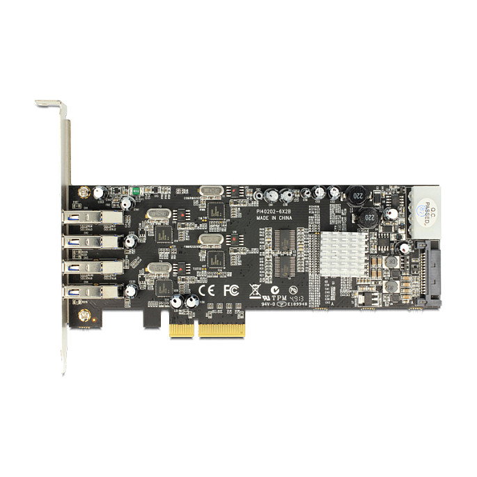 DeLOCK 89365 Tarjeta Adapter USB 3.0 PCIe Interna de 4 Puertos, USB 3.2 Gen 1 (5 Gbit/s), Compatible con Windows y Linux