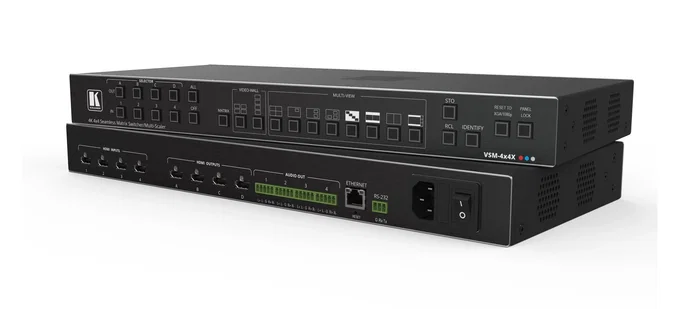 Kramer VSM-4x4X Matriz de Conmutación HDMI 4x4, 18 Gbit/s, HDCP 1.4, Montaje en Rack 1U, Negro, Aluminio, 55 W