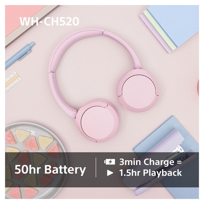 Sony WH-CH520 Audífonos Inalámbricos Bluetooth On-Ear de Diadema, Color Amarillo