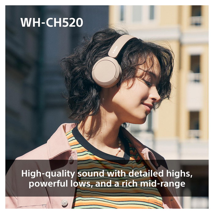 Sony WH-CH520 Audífonos Inalámbricos Bluetooth On-Ear de Diadema, Color Amarillo