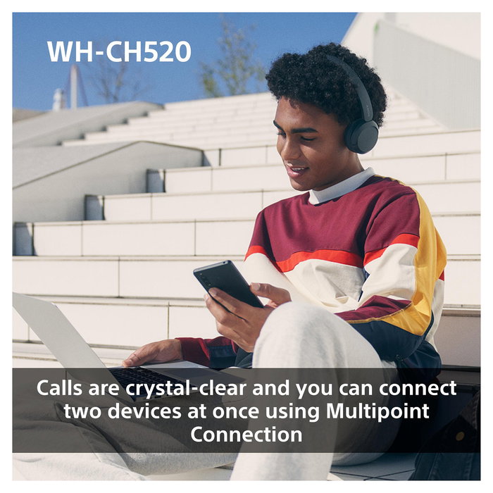 Sony WH-CH520 Audífonos Inalámbricos Bluetooth On-Ear de Diadema, Color Amarillo