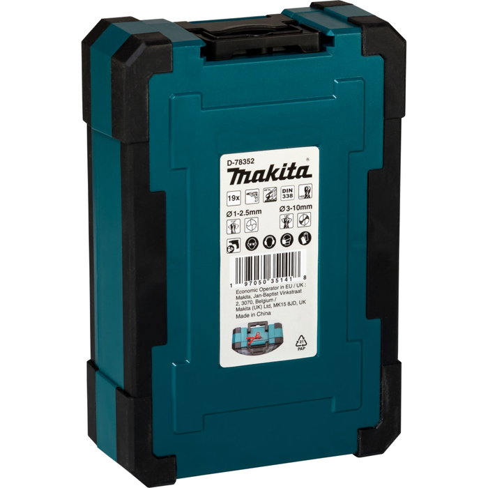 Makita D-78352 Juego de brocas para metal HSS-GS de 19 piezas Makita D-78352 Juego de brocas para metal HSS-GS de 19 piezas