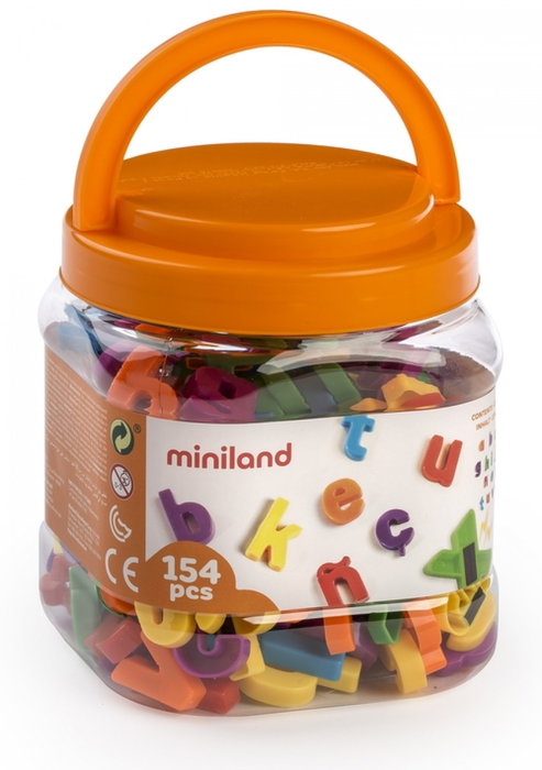 Miniland Juego de Letras Minúsculas Magnéticas de 154 Piezas en Bote