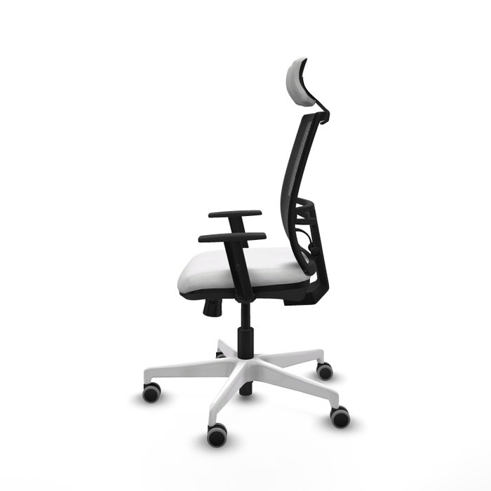 PIQUERAS Y CRESPO Silla de oficina Yunquera con mecanismo Sincro/Traslack, Tela Blanca y Malla Negra