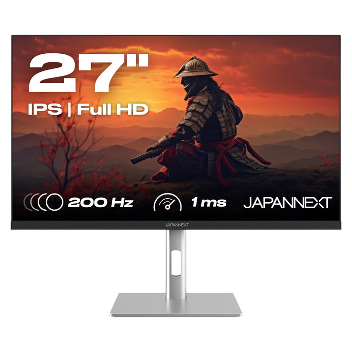 JAPANNEXT JN-I270FHD200F-HSP Monitor Gaming IPS 27" FHD 200Hz 0.5ms FreeSync Plata, 68.6 cm, Altura Ajustable