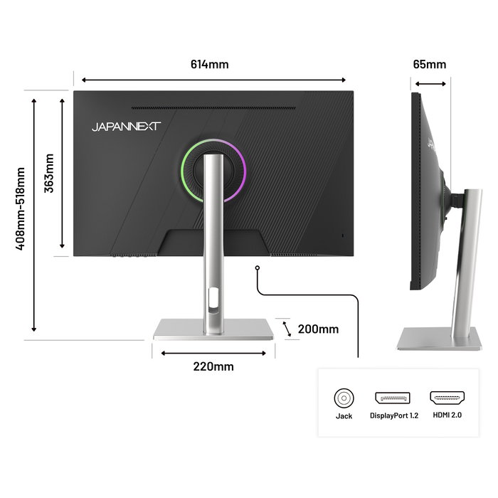 JAPANNEXT JN-I270FHD200F-HSP Monitor Gaming IPS 27" FHD 200Hz 0.5ms FreeSync Plata, 68.6 cm, Altura Ajustable