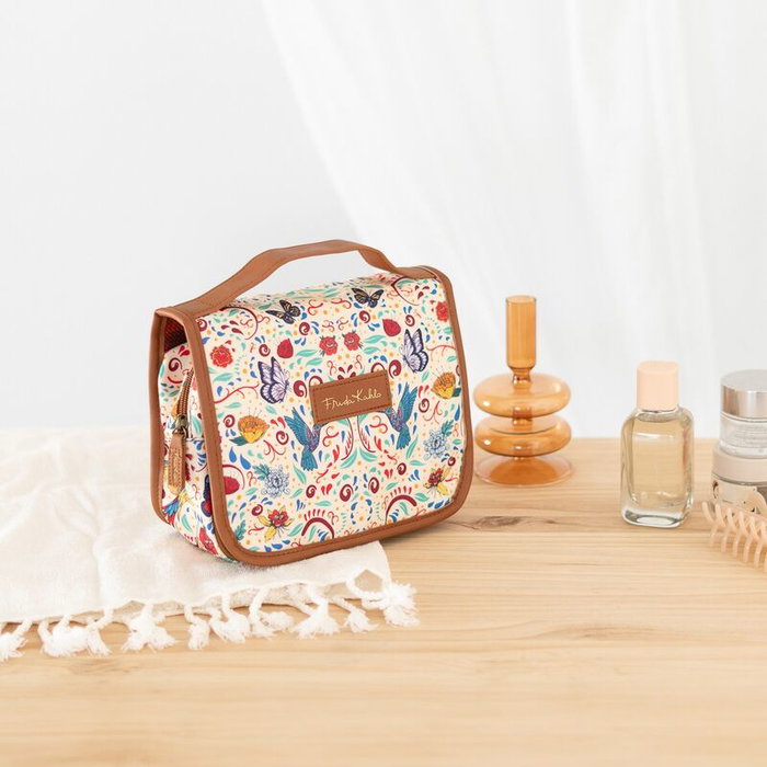 ERIK Neceser de viaje Frida Kahlo, neceser organizador con compartimentos, poliéster impermeable