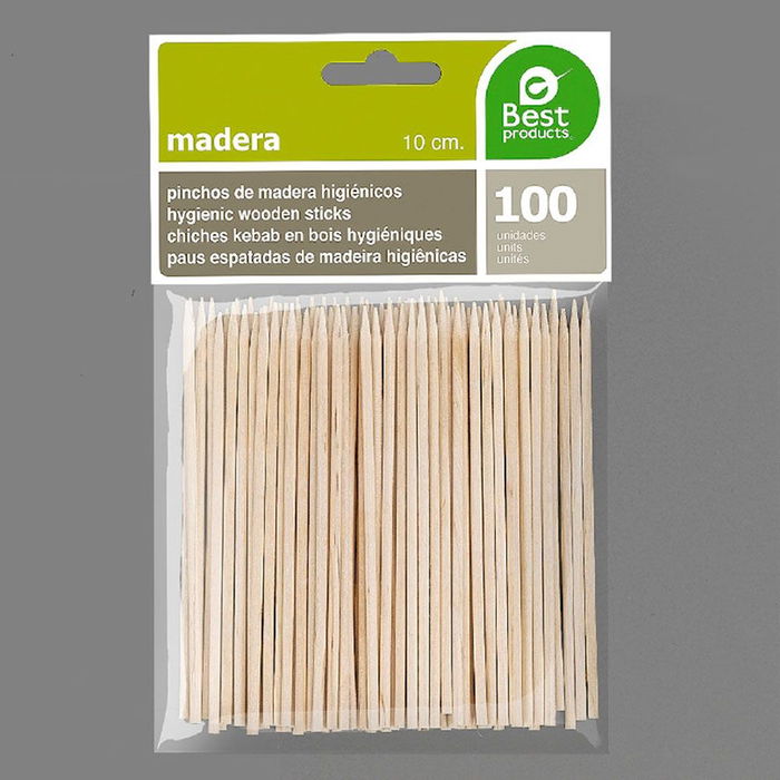 Best Products Pinchos de Madera Higiénicos 100 x 2 mm Blister 100 uds
