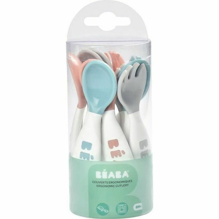 Beaba Set de 6 cucharas y 4 tenedores ergonómicos (rosa antiguo, verde aireado y niebla ligera) inevitable Beaba Set de 6 cucharas y 4 tenedores ergonómicos (rosa antiguo, verde aireado y niebla ligera) inevitable