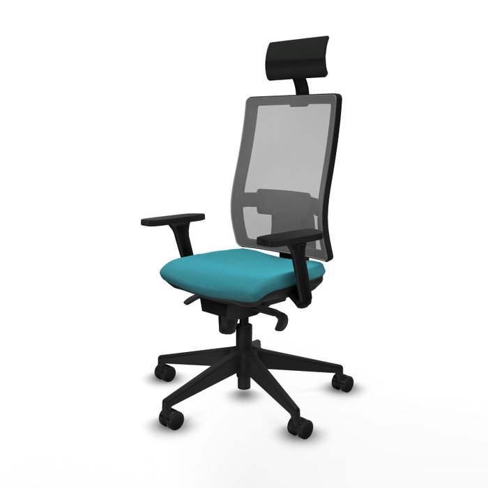 PIQUERAS Y CRESPO Silla de oficina Horna con mecanismo Sincro, Tela Turquesa y Malla Gris