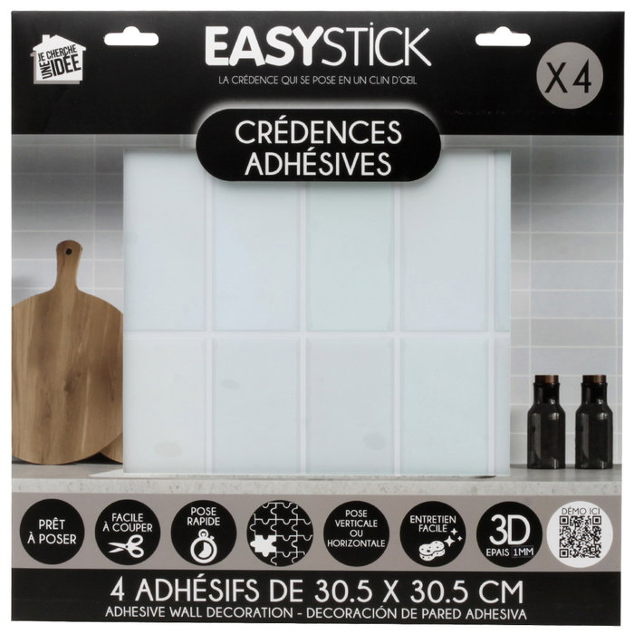 Je cherche une Idee Set de 4 Azulejo Blanco 30,5x30,5 EASYSTICK Je cherche une Idee Set de 4 Azulejo Blanco 30,5x30,5 EASYSTICK