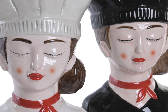 DKD Home Decor Jarrón de Gres Chica Chef Surtido de 2 Unidades