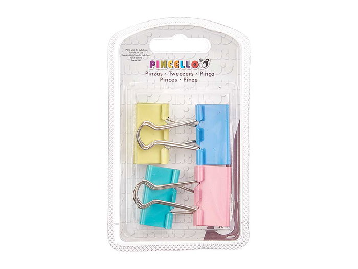 Pincello Set 4 Pinzas Clip Color Pastel 7.5 x 12.5 x 2 cm Metal Multicolor (Set de 24)