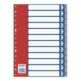 Indice Dohe Pp Numerico A4 Pestañas 1-12 16 Taladros Gris