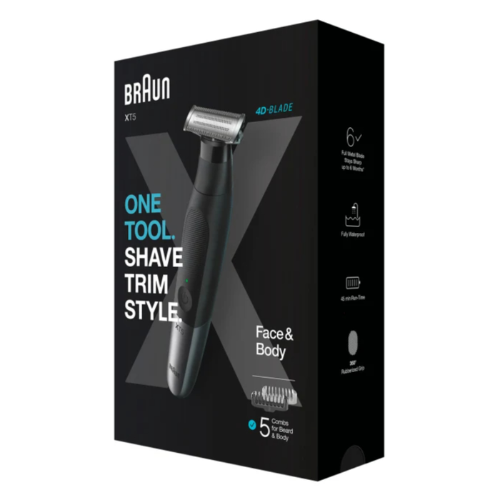 BRAUN XT5100 Cortadora de Pelo y Maquinilla Eléctrica para Hombre - Color Negro y Plata