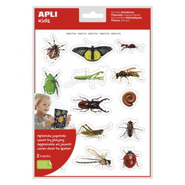 APLI Set de 5 bolsas de Gomets temáticos de insectos con adhesivo removible, 28 uds. cada una