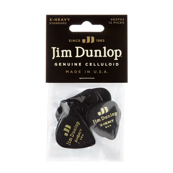Dunlop Pack 72 Púas Genuine Celluloid Classic Negra - X Heavy Dunlop Pack 72 Púas Genuine Celluloid Classic Negra - X Heavy
