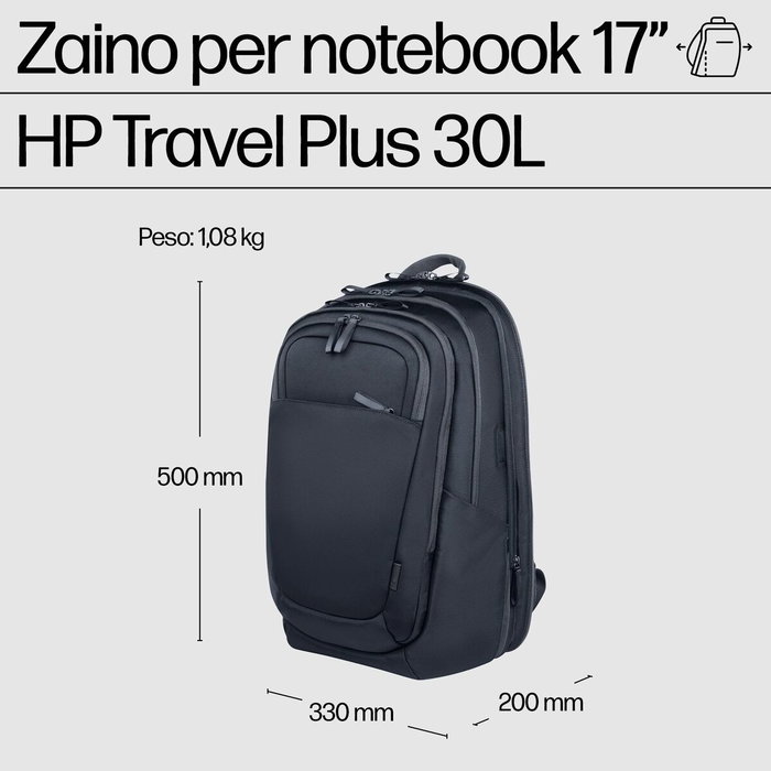 HP Mochila Travel Plus 30L para portátil de 17 pulgadas, Azul
