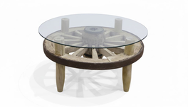 DKD Home Decor Mesa Centro Cottage 90 x 45 x 90 cm Madera Metal Rueda