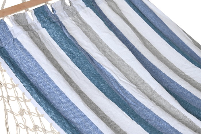 DKD Home Decor Hamaca para Terraza y Jardín Azul Blanco Algodón/Poliéster Rayas 200 x 100 x 5 cm DKD Home Decor Hamaca para Terraza y Jardín Azul Blanco Algodón/Poliéster Rayas 200 x 100 x 5 cm