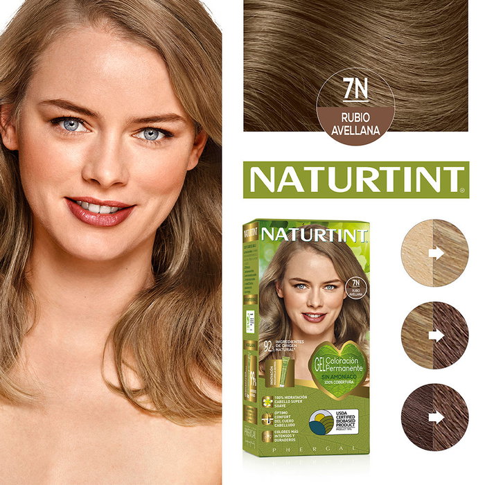 Naturtint Tinte Permanente Sin Amoniaco en Gel con Mascarilla Quinoa #7N Rubio Avellana - 170 ml