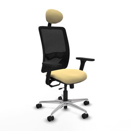 PIQUERAS Y CRESPO Silla de oficina Zulema con mecanismo Sincro/Traslack, Crema y Negro