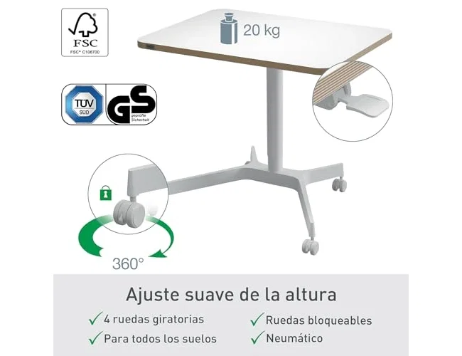 LEITZ Mesa Ergo Elevable Neumática Blanca
