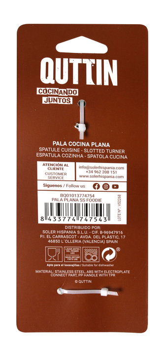 Quttin - Pala Plana Foodie de Acero Inoxidable para Cocina, 35.5 cm de Largo x 8 cm de Ancho (18 Unidades)