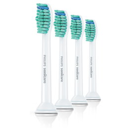 Philips HX6014/07 Cabezales de cepillo de dientes Sonicare ProResults, Estándar, 4 piezas, Blanco, Dureza Media, BPA-Free