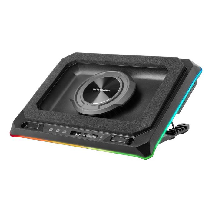 Mars Gaming MNBC-ULTRA Base Refrigeración Portátil hasta 18", Ventilador 140mm 2400RPM RGB, Hub 4x USB-A, Soporte Smartphone Ajustable 5 Posiciones CoolCore Airflow